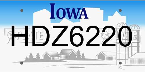 HDZ6220 Iowa License Plate