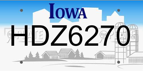 HDZ6270 Iowa License Plate