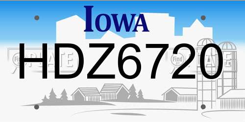 HDZ6720 Iowa License Plate