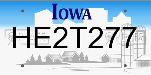 HE2T277 Iowa License Plate
