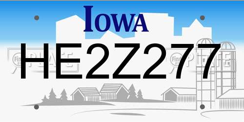 HE2Z277 Iowa License Plate
