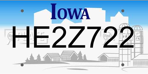 HE2Z722 Iowa License Plate