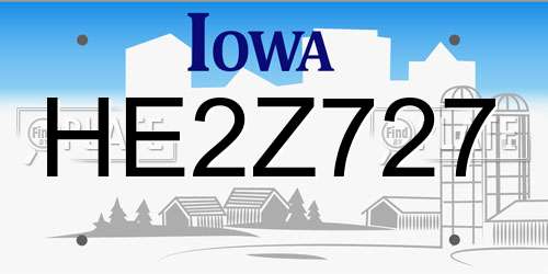 HE2Z727 Iowa License Plate