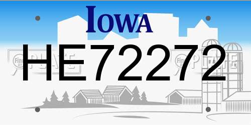 HE72272 Iowa License Plate