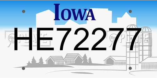 HE72277 Iowa License Plate