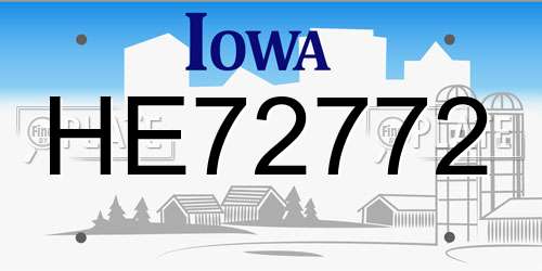 HE72772 Iowa License Plate