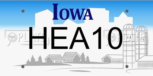 HEA10 Iowa License Plate