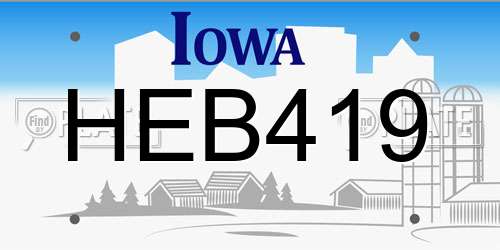 HEB419 Iowa License Plate
