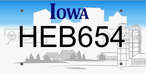 HEB654 Iowa License Plate