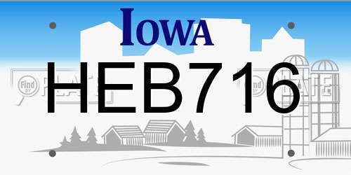 HEB716 Iowa License Plate
