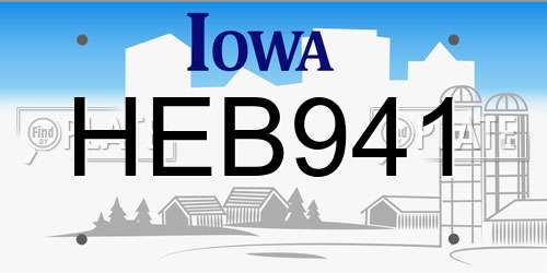 HEB941 Iowa License Plate