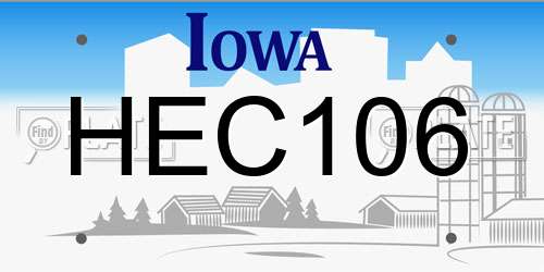 HEC106 Iowa License Plate