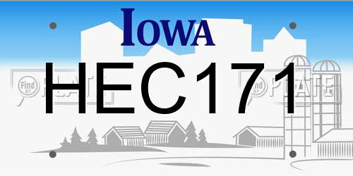 HEC171 Iowa License Plate