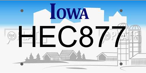 HEC877 Iowa License Plate