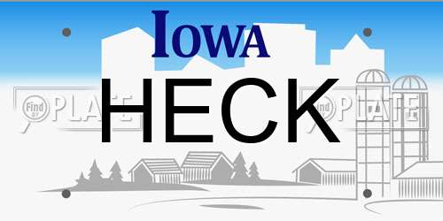 HECK Iowa License Plate