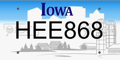 HEE868 Iowa License Plate