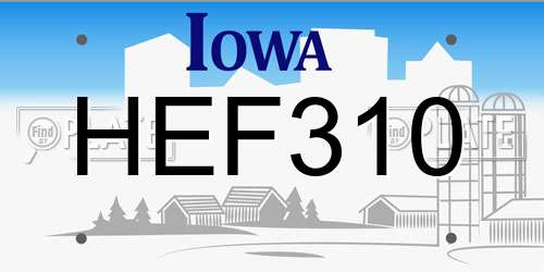 HEF310 Iowa License Plate