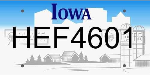 HEF4601 Iowa License Plate