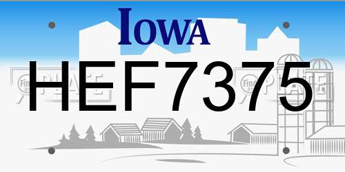 HEF7375 Iowa License Plate