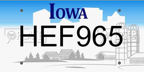 HEF965 Iowa License Plate
