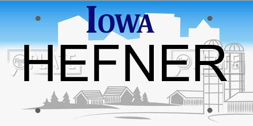 HEFNER Iowa License Plate