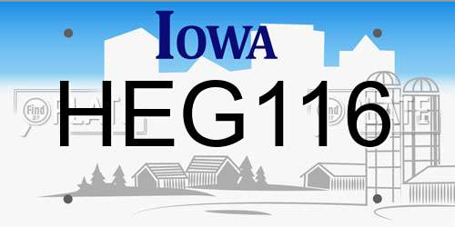 HEG116 Iowa License Plate