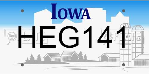 HEG141 Iowa License Plate