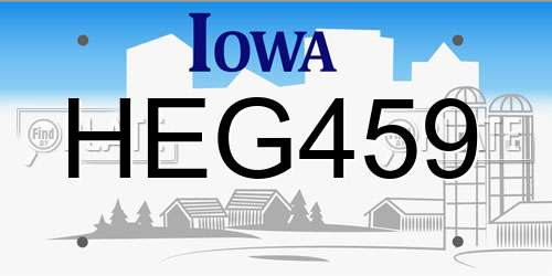 HEG459 Iowa License Plate