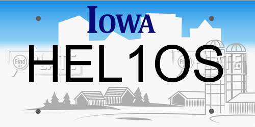 HEL1OS Iowa License Plate