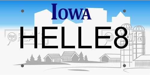 HELLE8 Iowa License Plate