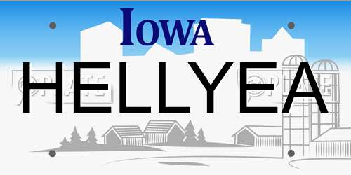 HELLYEA Iowa License Plate