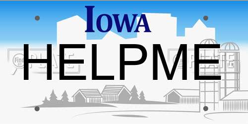 HELPME Iowa License Plate