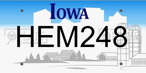 HEM248 Iowa License Plate