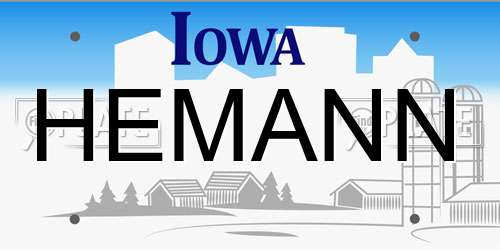 HEMANN Iowa License Plate