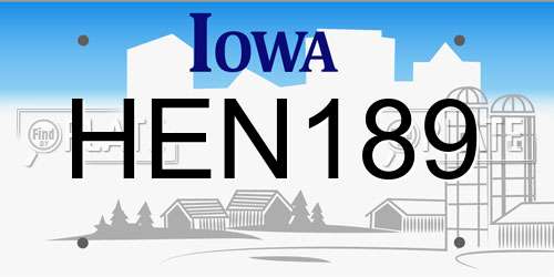 HEN189 Iowa License Plate