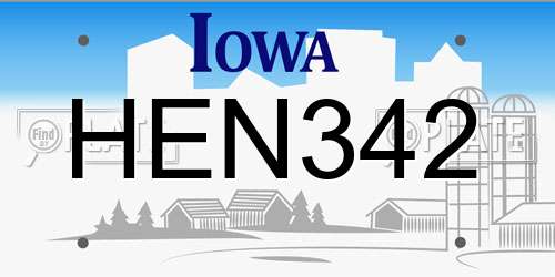 HEN342 Iowa License Plate