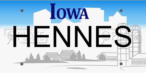 HENNES Iowa License Plate