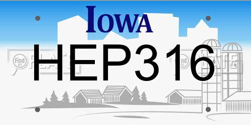 HEP316 Iowa License Plate