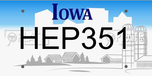 HEP351 Iowa License Plate