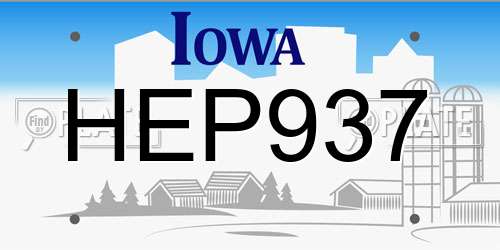 HEP937 Iowa License Plate