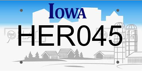 HER045 Iowa License Plate