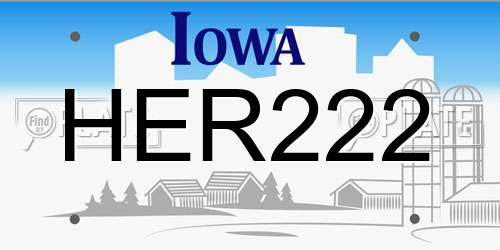 HER222 Iowa License Plate