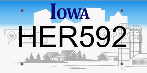 HER592 Iowa License Plate