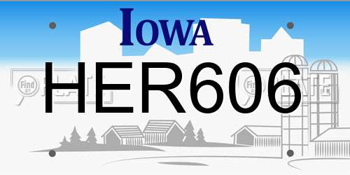 HER606 Iowa License Plate