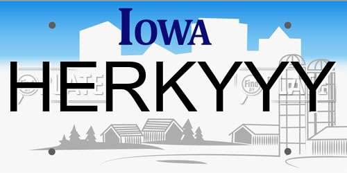 HERKYYY Iowa License Plate