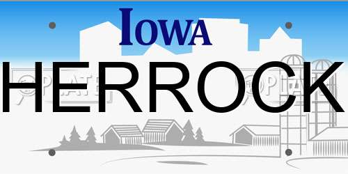 HERROCK Iowa License Plate