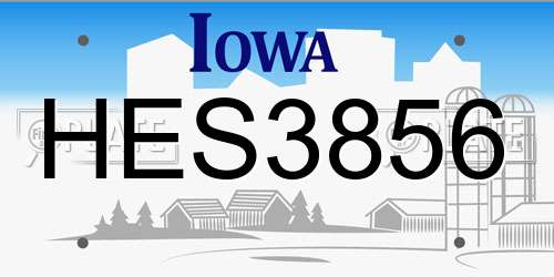 HES3856 Iowa License Plate