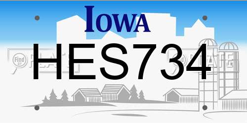 HES734 Iowa License Plate