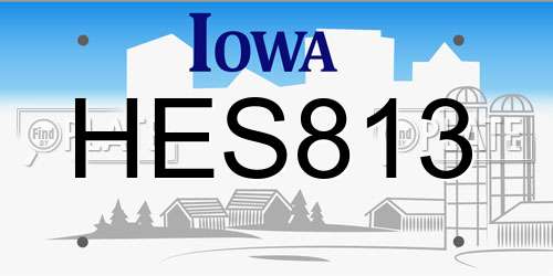 HES813 Iowa License Plate