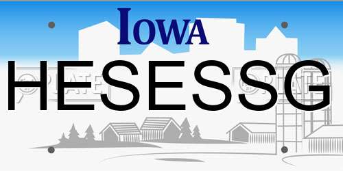 HESESSG Iowa License Plate